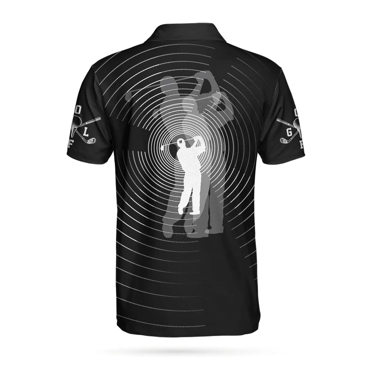 3D Effect Gold Ball And Golfer All Over Print Polo Shirt For Men, Best Golf Shirt For Men Coolspod