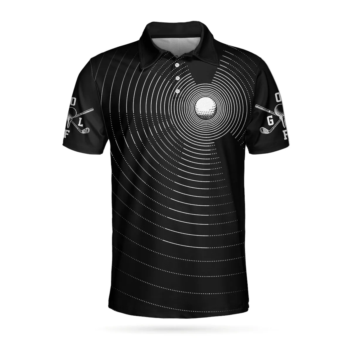 3D Effect Gold Ball And Golfer All Over Print Polo Shirt For Men, Best Golf Shirt For Men Coolspod