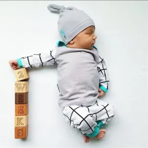 3PCS Set Newborn Kids Baby Boys Girls Outfits Clothes Set T-shirt Tops Casual Long Sleeve   Pants Legging   Hat Baby Clothing