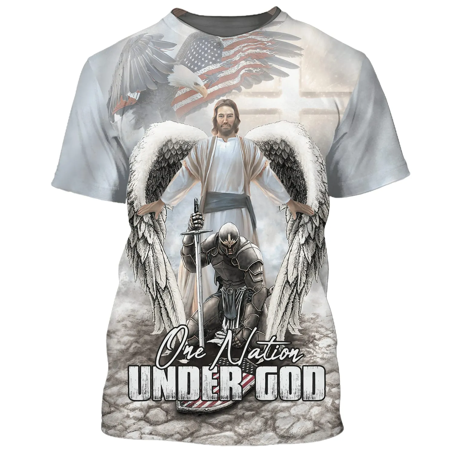 American Warrior Knee Before God Shirts - One Nation Under God 3D All Over Printed Shirt for Men and Women