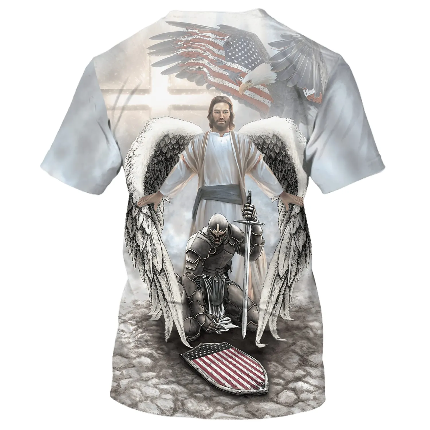 American Warrior Knee Before God Shirts - One Nation Under God 3D All Over Printed Shirt for Men and Women