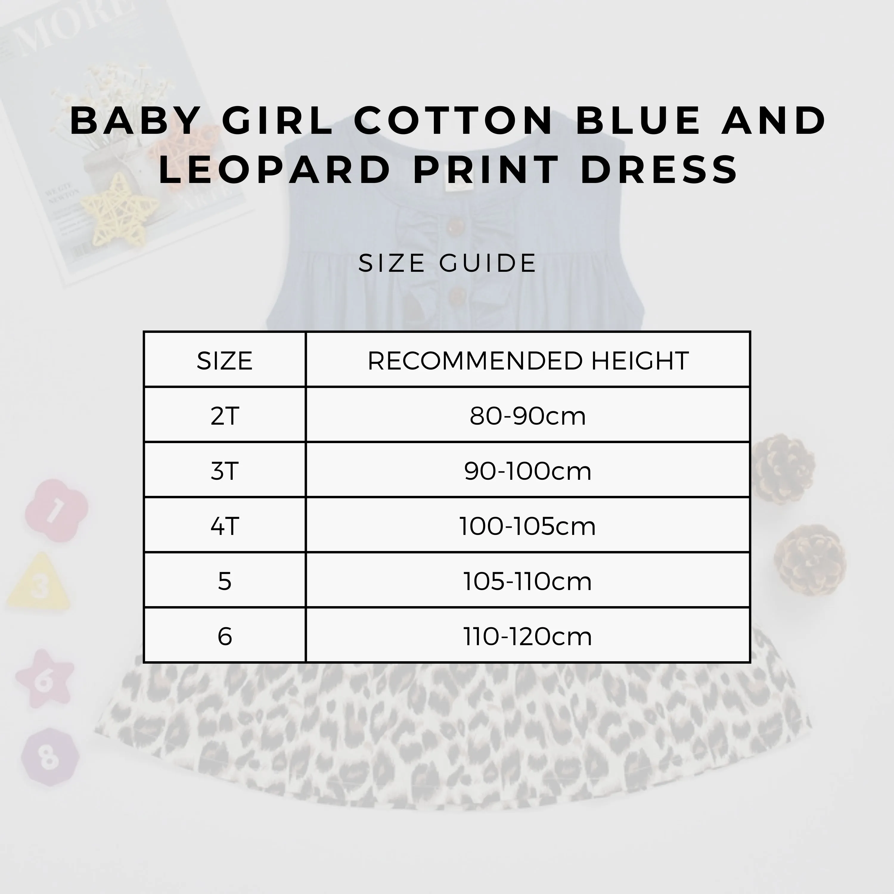 Baby Girl Cotton Blue and Leopard Print Dress