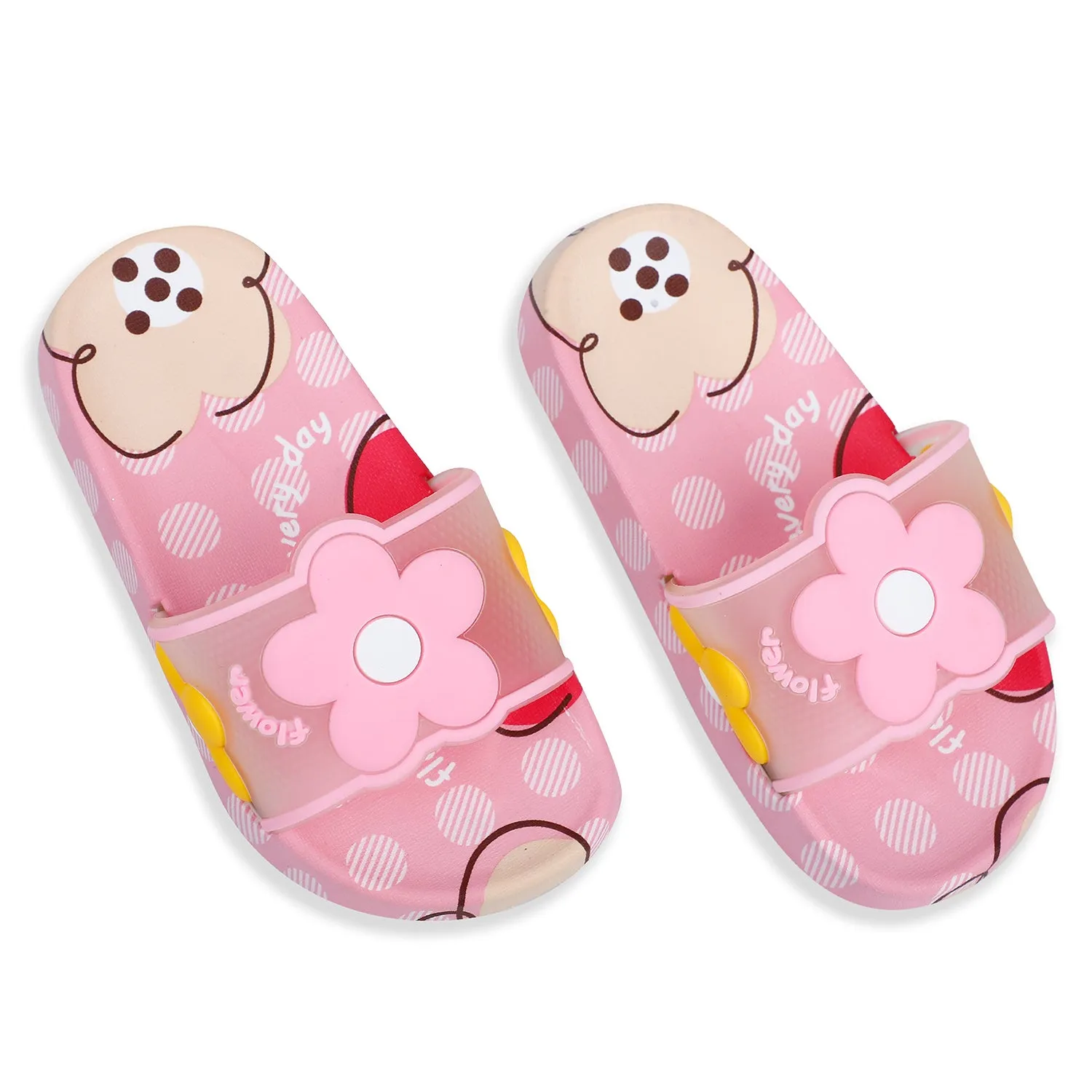 Baby Moo Floral 3D Beach Slippers Sliders - Pink