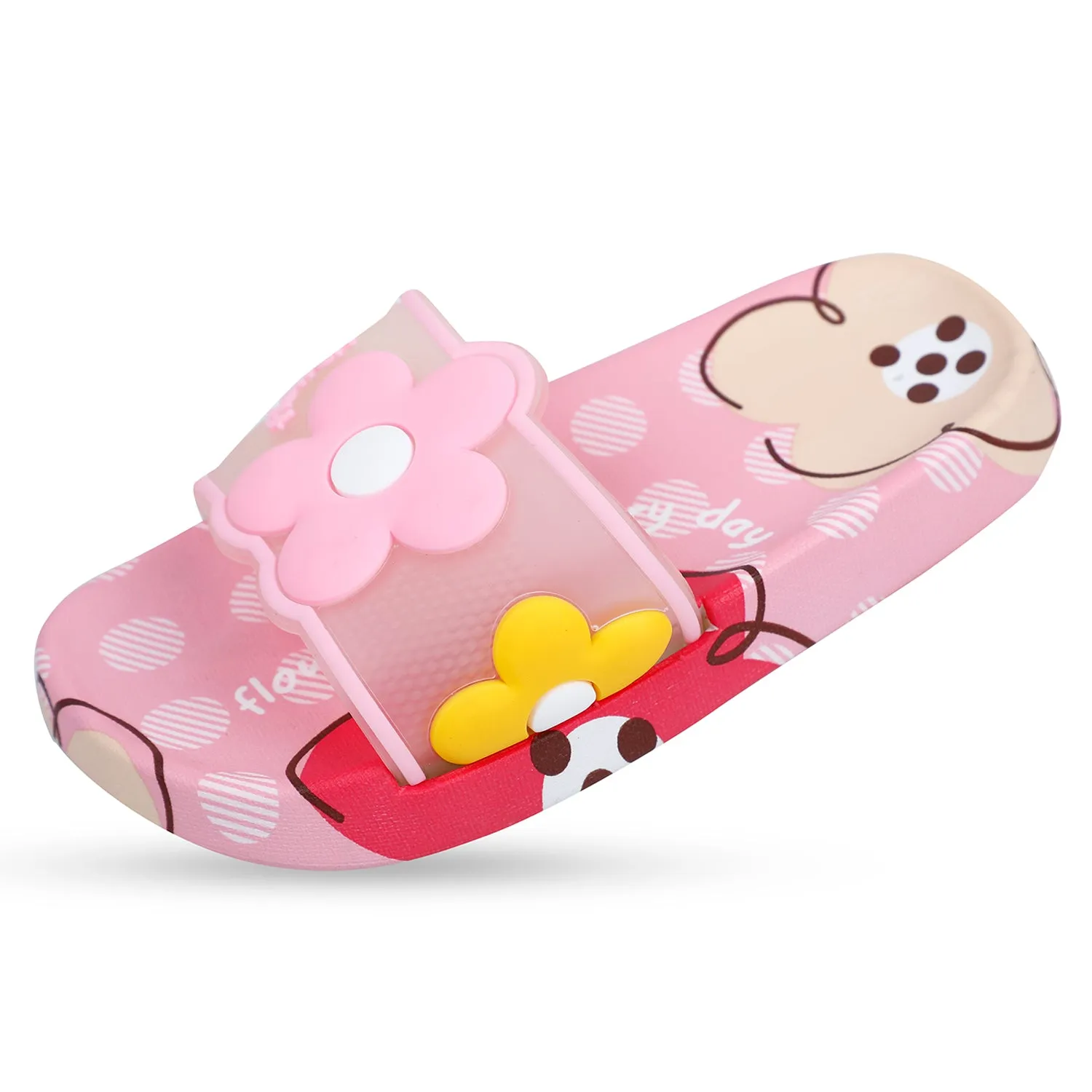 Baby Moo Floral 3D Beach Slippers Sliders - Pink