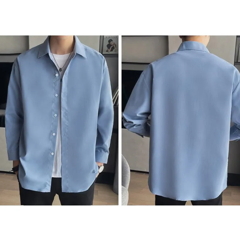 Bamboo Fiber Workwear Slim-Fit Business Wrinkle-Free Solid Color Long Sleeve Shirt