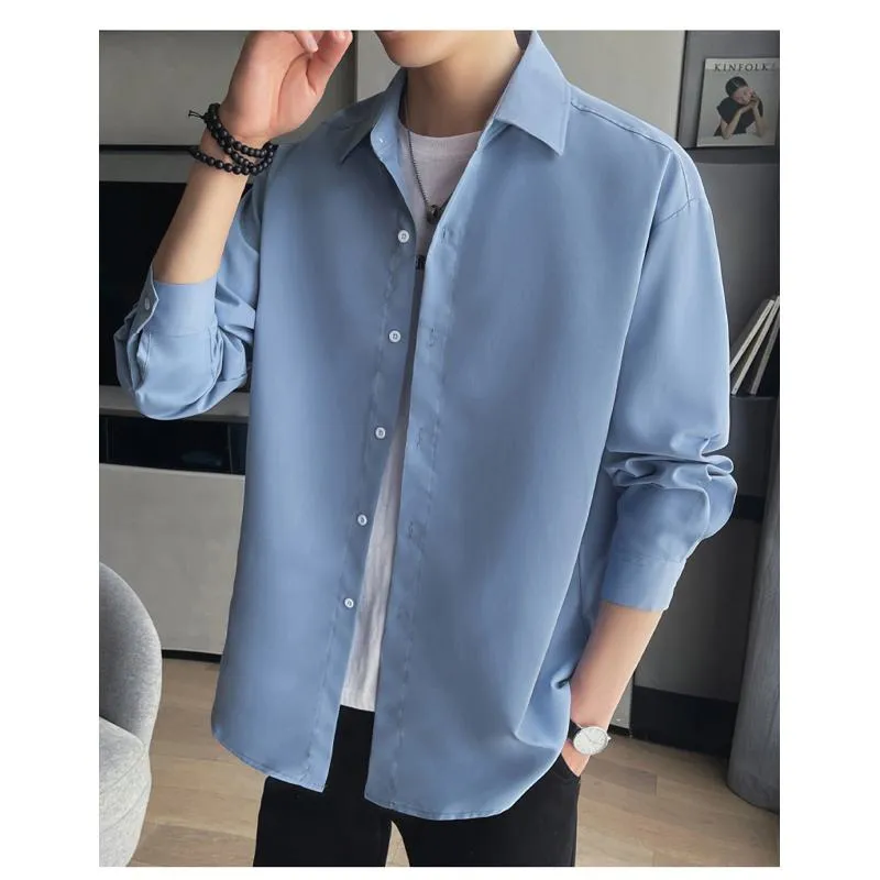 Bamboo Fiber Workwear Slim-Fit Business Wrinkle-Free Solid Color Long Sleeve Shirt