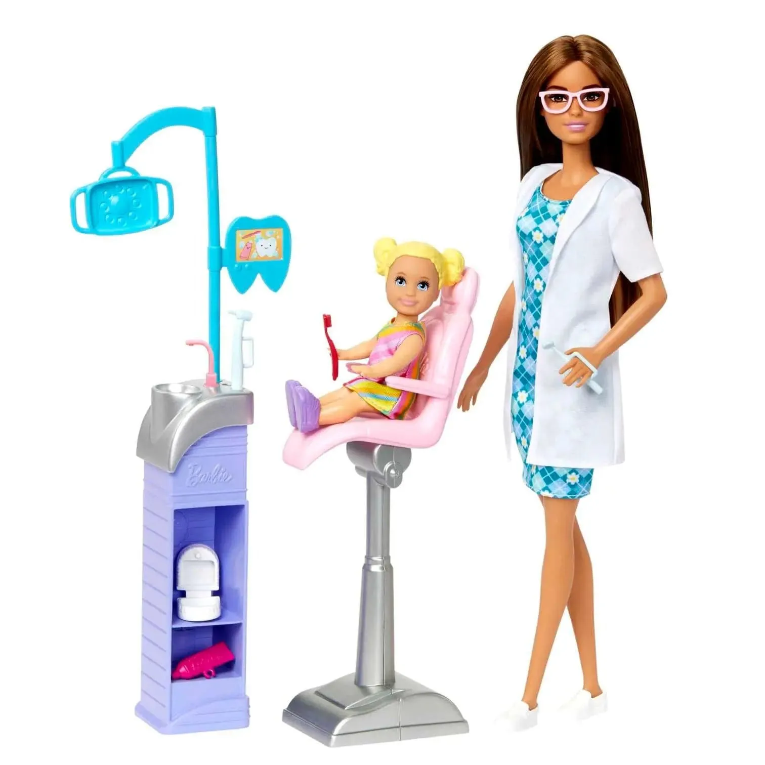 Barbie Careers Dentist Doll Playset 2 Dolls Chair Sink Accessories