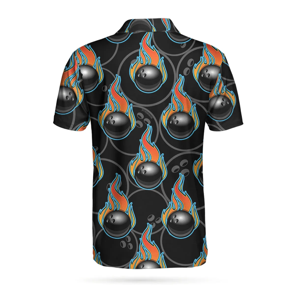 Bowling In Fire Seamless Pattern Short Sleeve Polo Shirt, Bowling Ball Polo Shirt, Best Bowling Shirt For Men Coolspod