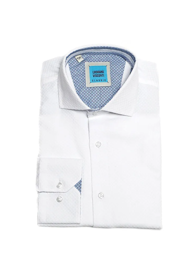 Boys White Jacquard Shirt