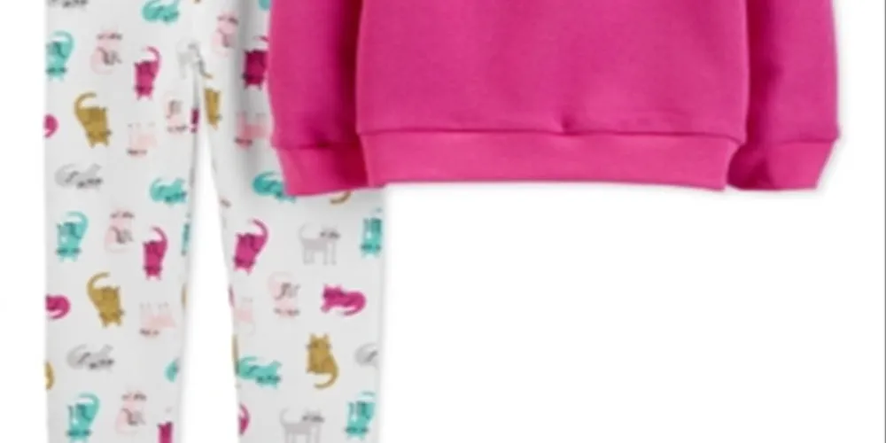 Carter's Baby Girl's 2 Pc Cat Fleece Sweatshirt & Leggings Set Purple Size 6MOS