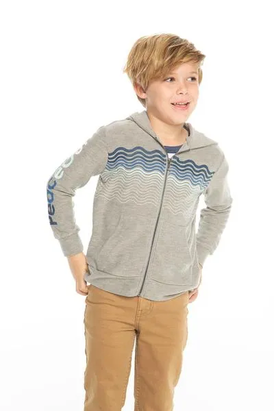 Chaser Kids - Boys Cozy Knit L/S Zip Up Hoodie in Heather Grey