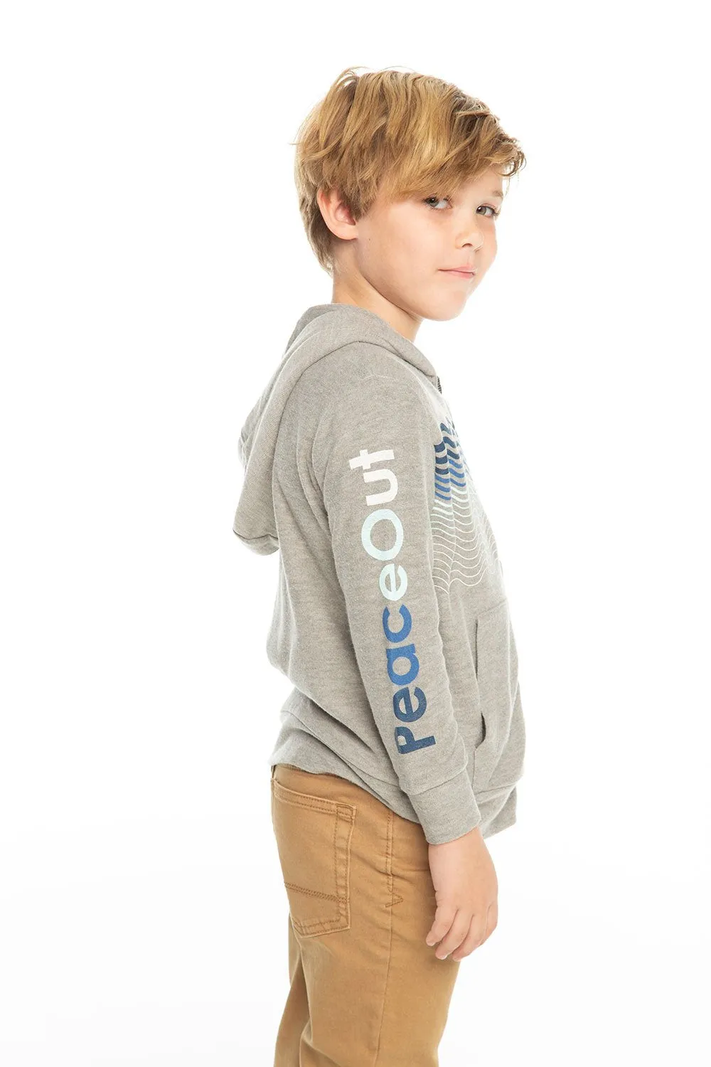 Chaser Kids - Boys Cozy Knit L/S Zip Up Hoodie in Heather Grey