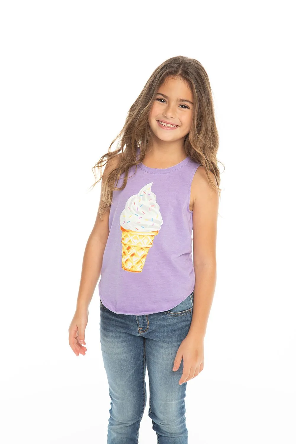 Chaser Kids - Girls Vintage Jersey Shirttail Muscle in Genie