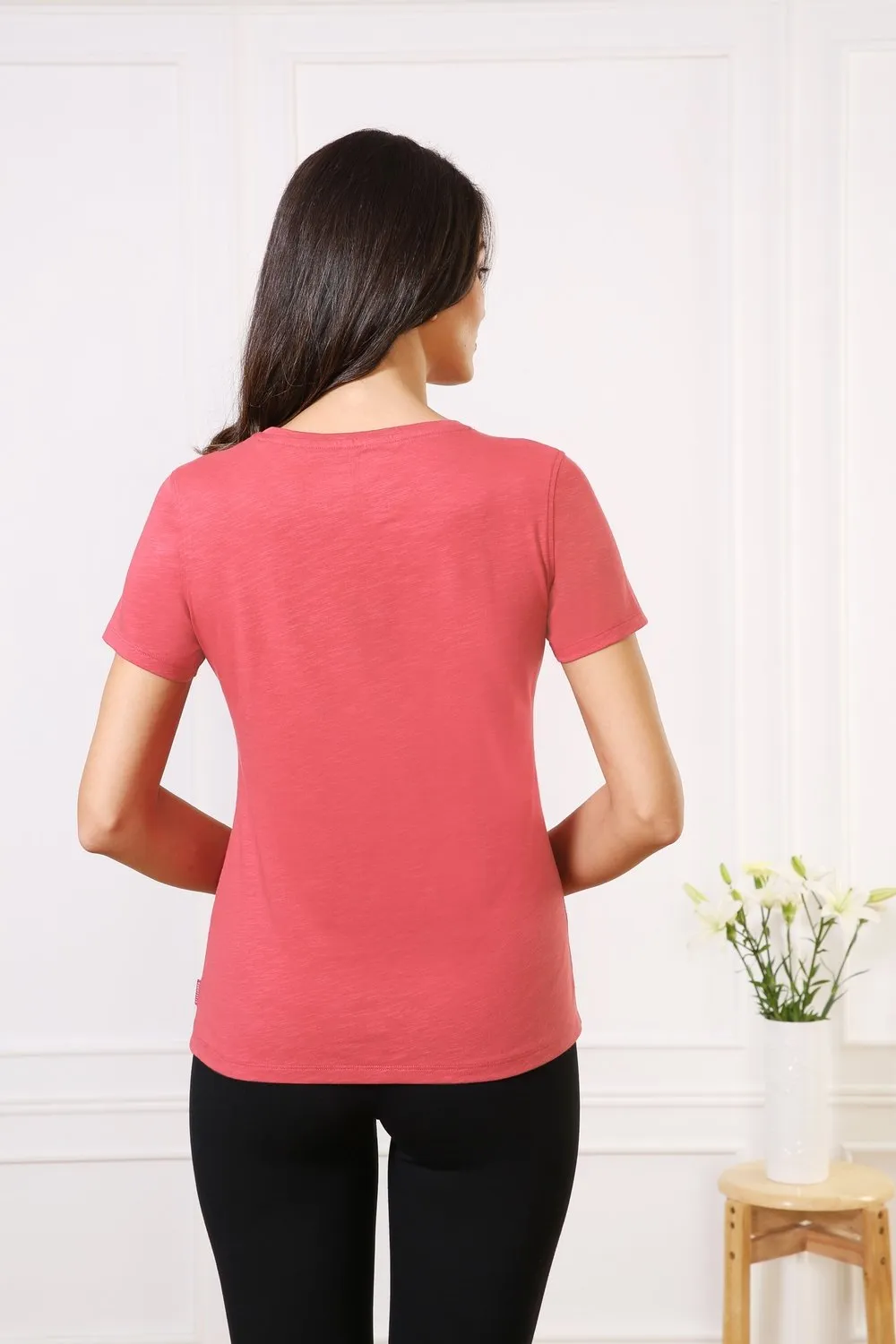 Classic Cotton Every day Wear Pink t-shirt tops for Women