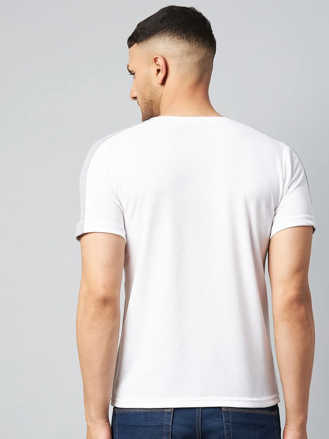 Color Block V Neck T-shirt (White Black) (Pack of 2)