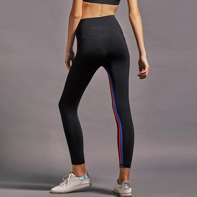 Colorful Stripes Sports Patchwork Tight-Fitting Elasticity Yoga Sports Leggings