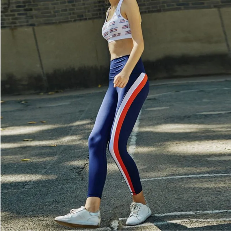 Colorful Stripes Sports Patchwork Tight-Fitting Elasticity Yoga Sports Leggings