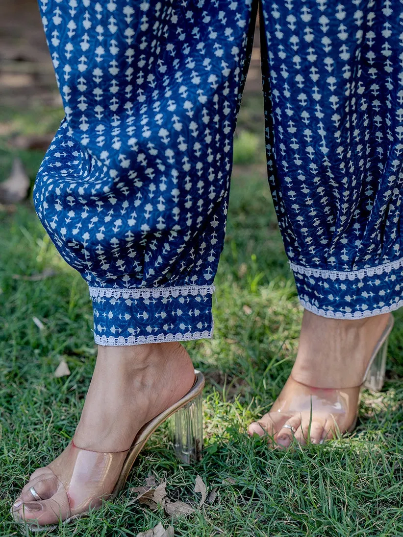 Cotton Blue Top Harem Pant Co-Ord Set