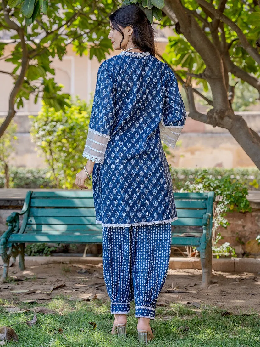 Cotton Blue Top Harem Pant Co-Ord Set