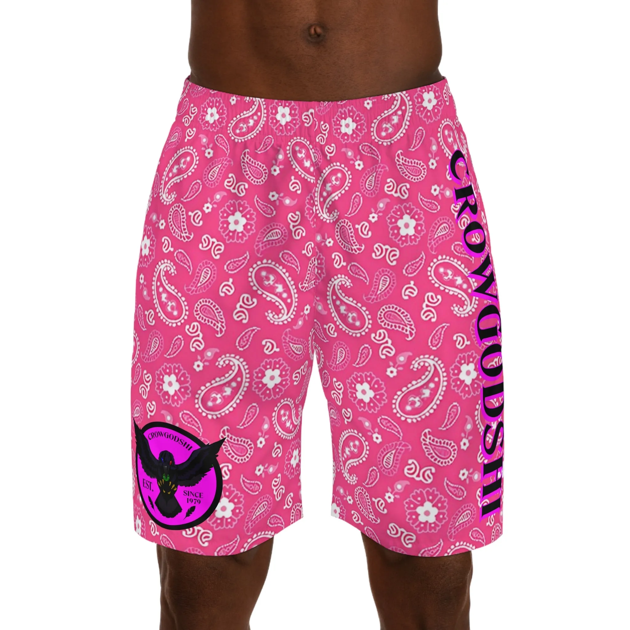 Crowgodshi Men's Pink Colors Hawaiian Shorts