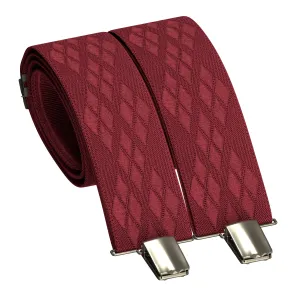 Dark Red Rhombus Premium Men's Suspenders