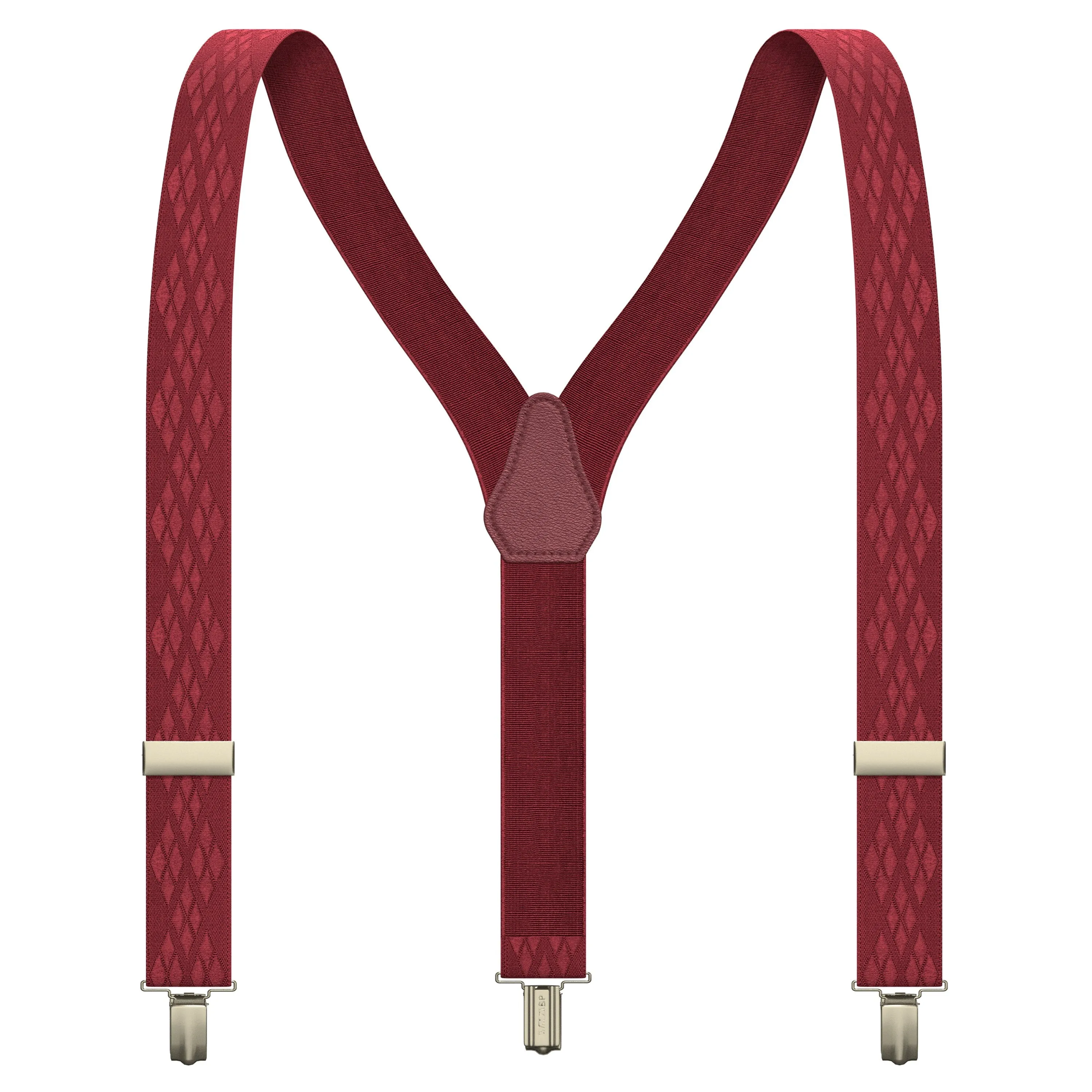 Dark Red Rhombus Premium Men's Suspenders