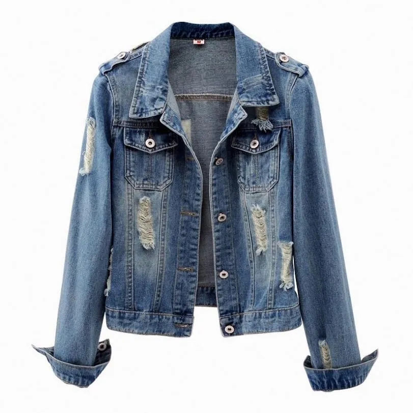 Denim Jacket Women Boyfriend Jean Coat Streetwear Vintage Outerwear