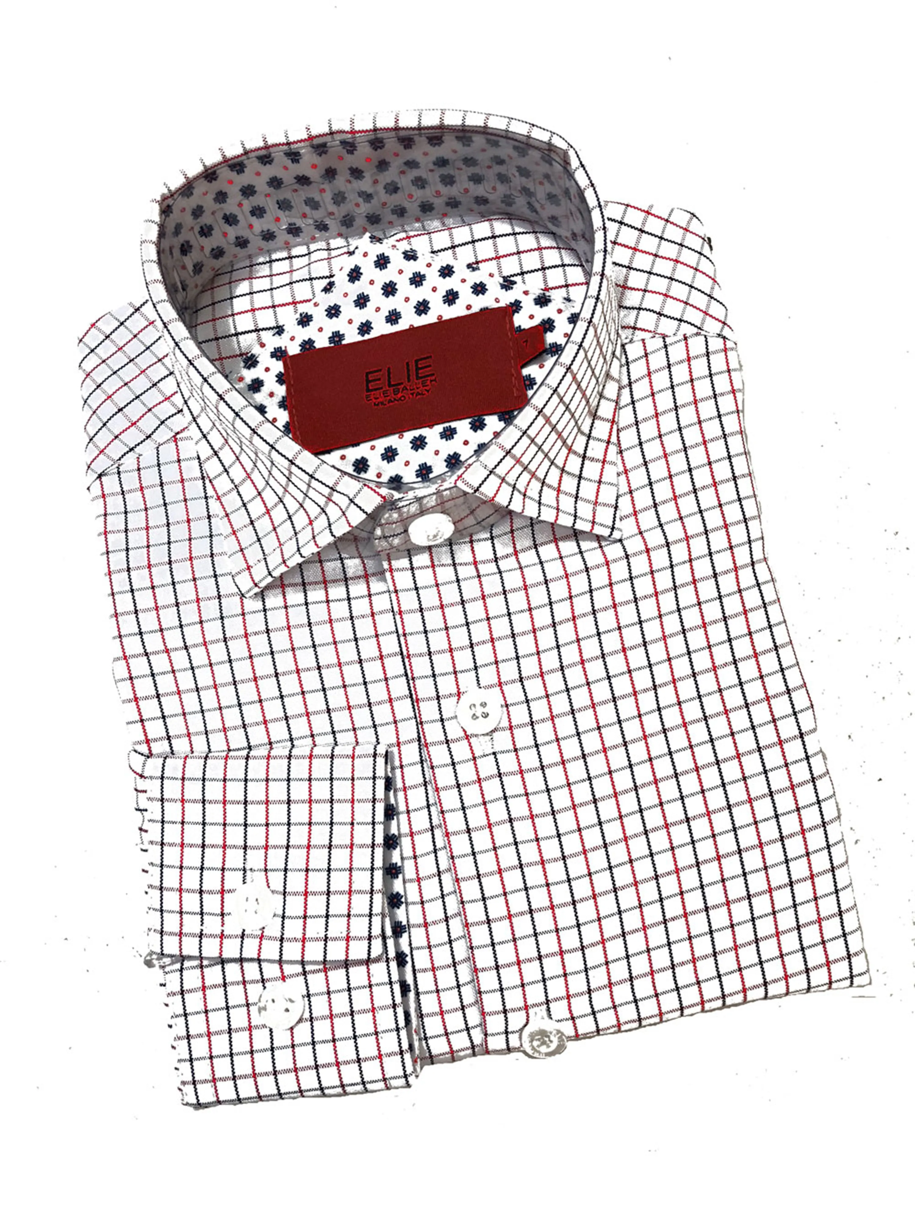 ELIE BALLEH Boys Red Plaid Short sleeve Button Down SHIRT