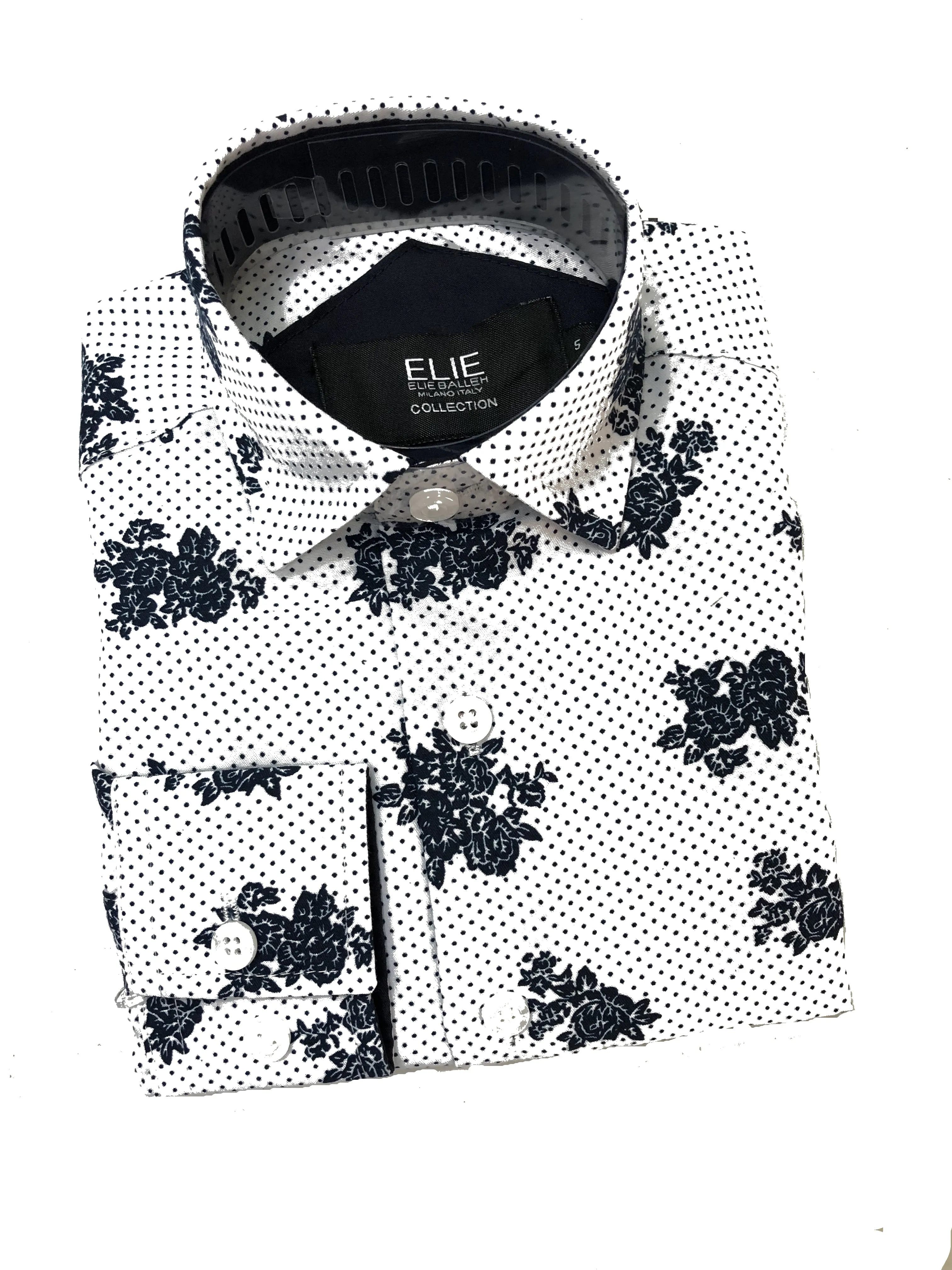 ELIE BALLEH Boys WHITE Floral Print Button Down SHIRT