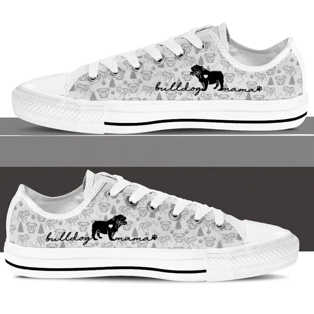 English Bulldog Low Top Shoes, Dog Printed Shoes, Canvas Shoes For Men, Women