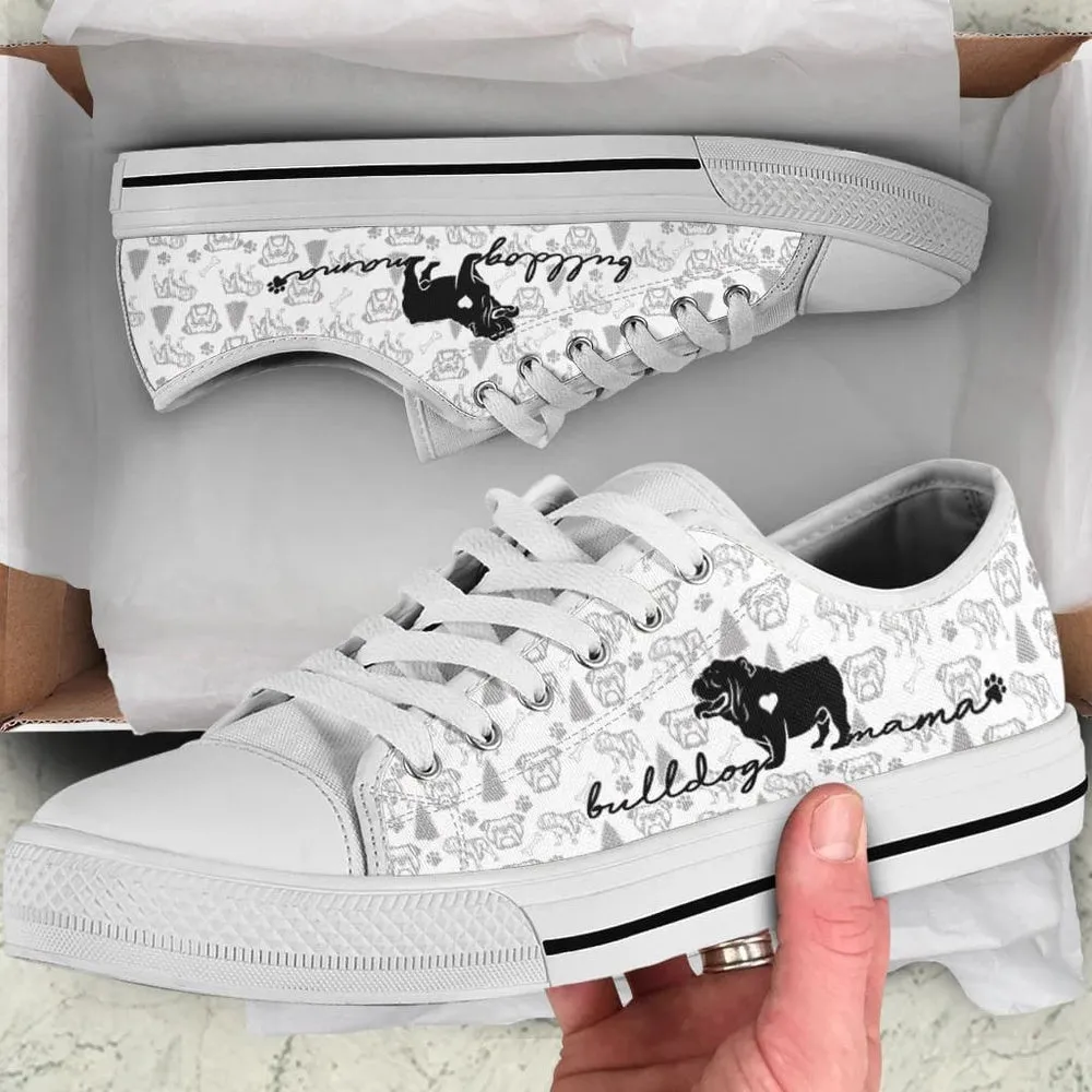 English Bulldog Low Top Shoes, Dog Printed Shoes, Canvas Shoes For Men, Women