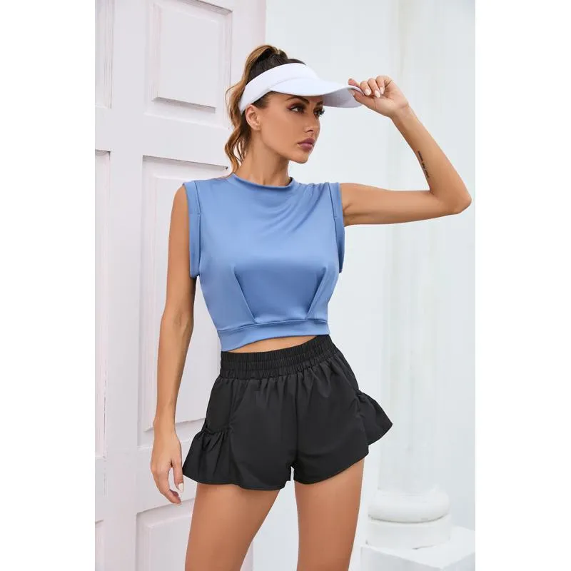 Faux Two-Piece Casual Waist-Cinching Style Pocket Yoga Running Sports Shorts