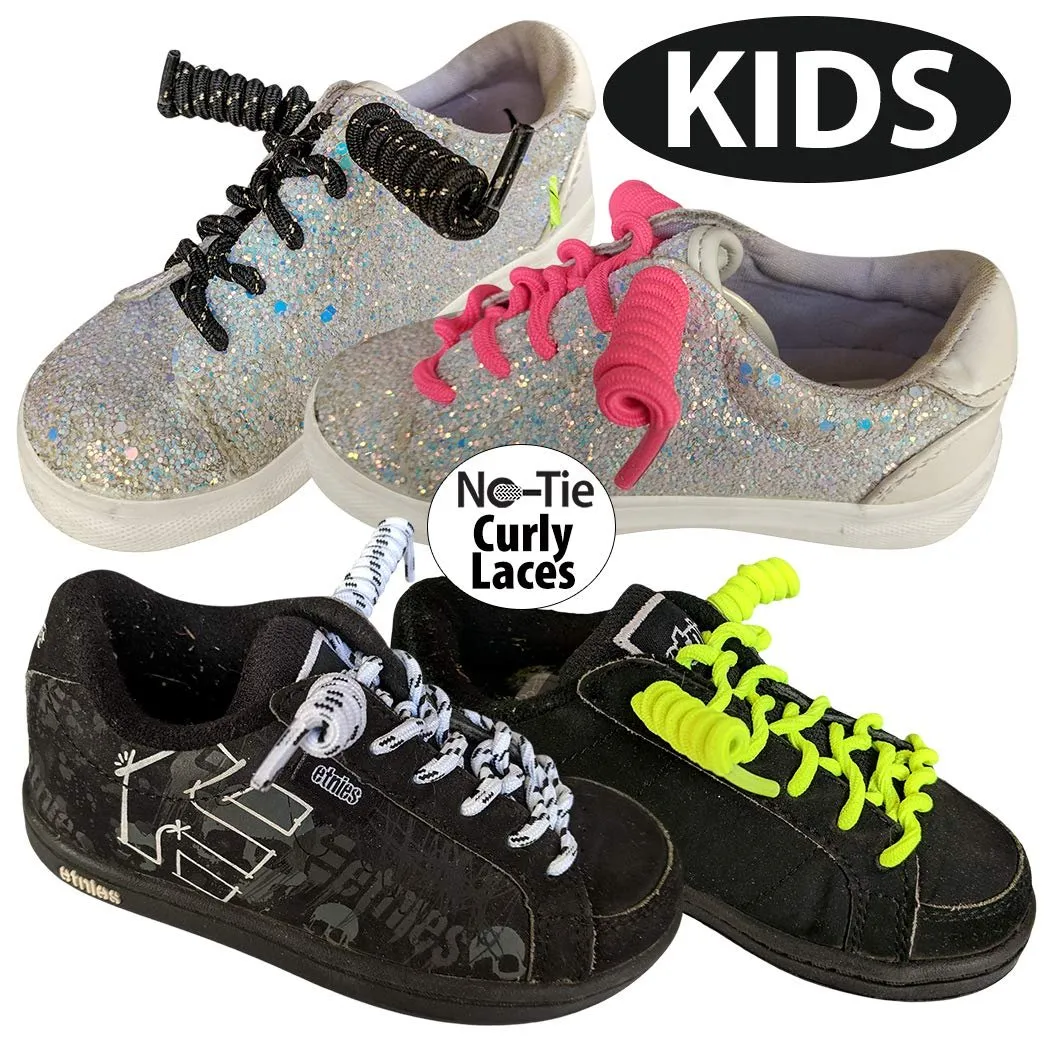 FootMatters Curly No Tye Shoe Laces - Elastic Spring Laces - No Tie Great for Elderly, Children, Fashion - One Size Fits All