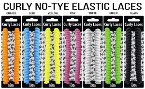 FootMatters Curly No Tye Shoe Laces - Elastic Spring Laces - No Tie Great for Elderly, Children, Fashion - One Size Fits All