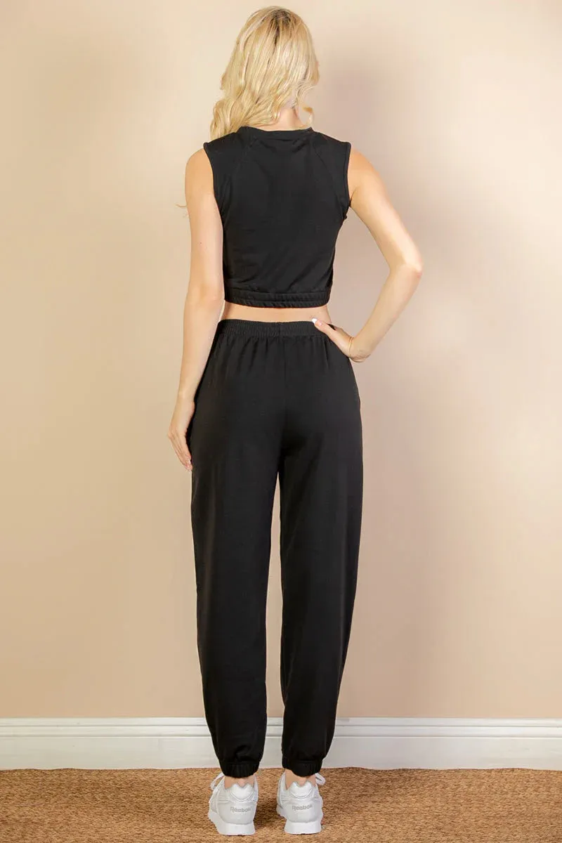 French Terry Elastic Waist Tank Top & Joggers Set (CAPELLA)