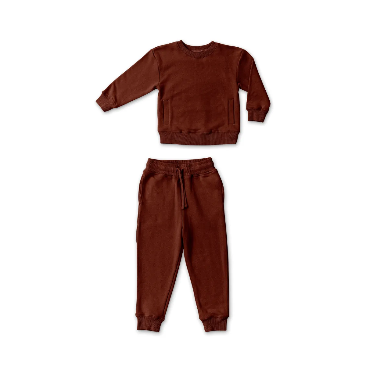 French Terry Kids Sweatsuit Set - Redwood