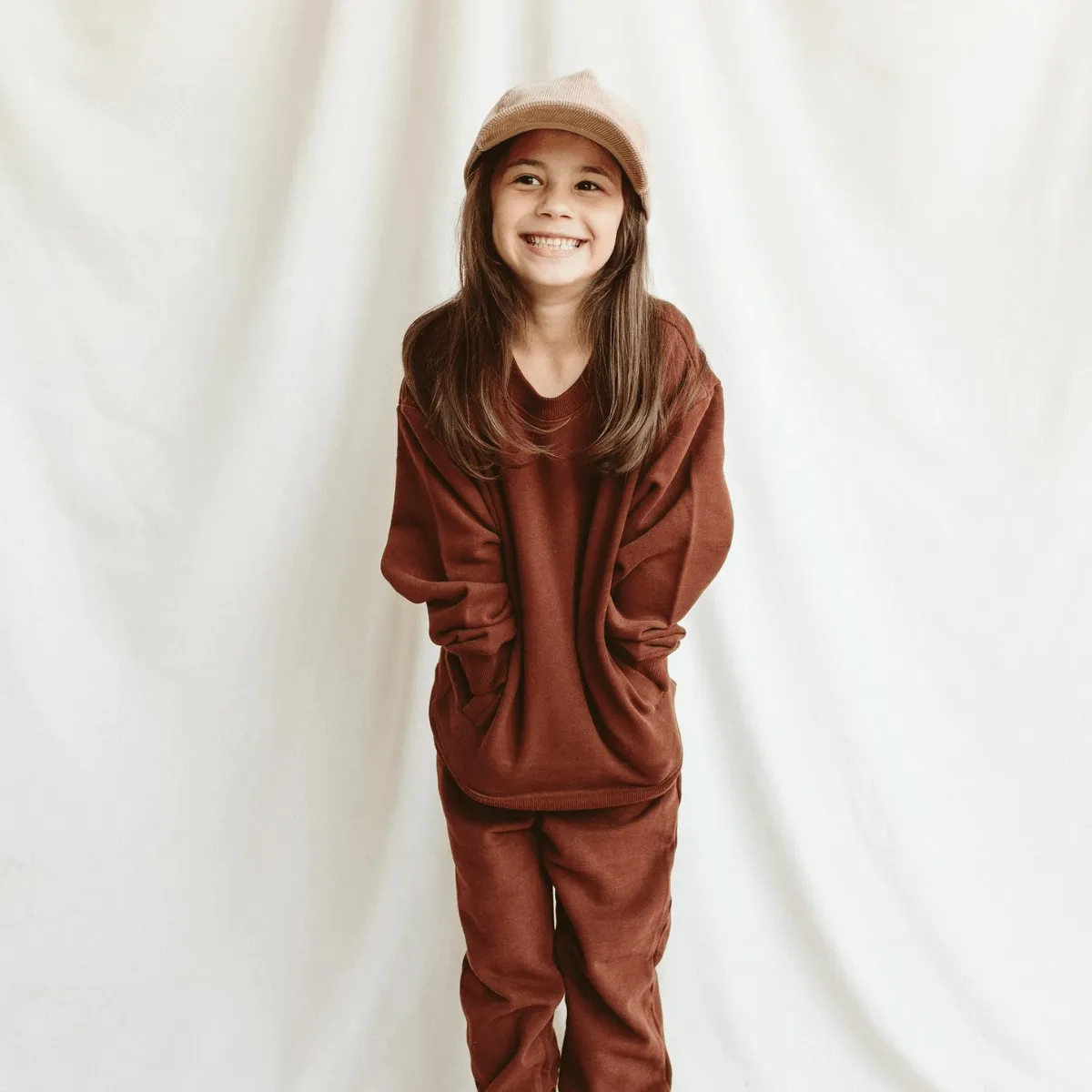 French Terry Kids Sweatsuit Set - Redwood