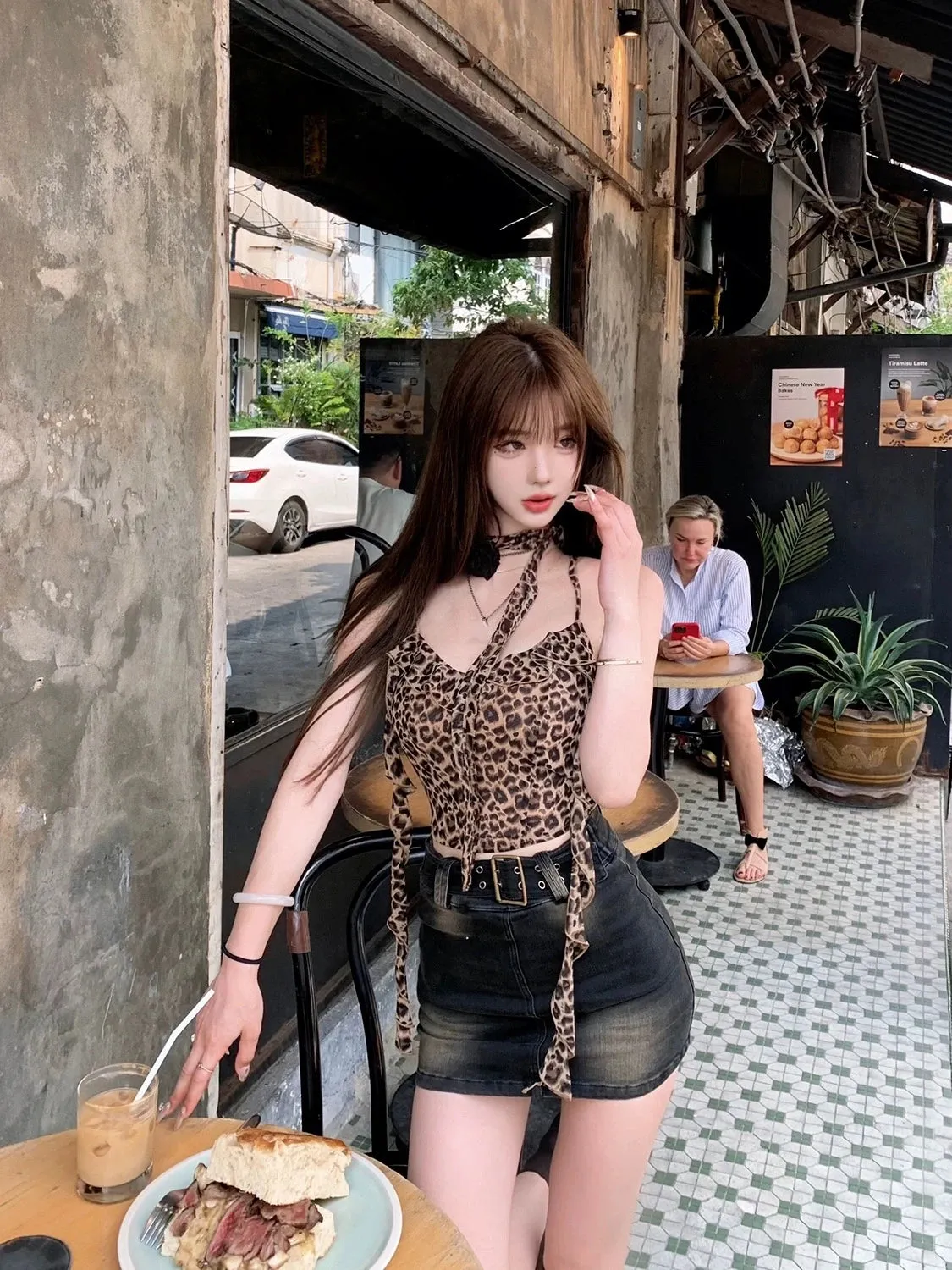 Girlary 2000s Vintage Leopard Vest Women Casual Y2k Crop Tops Sexy Female Outwear Summer Korean Fashion Elegant Tank Tops Blouse Shirt