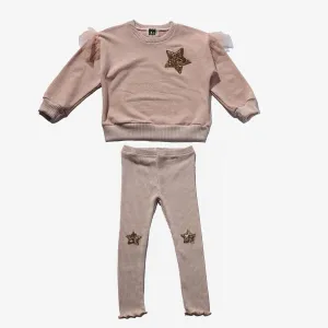 Girls 2 Piece Sets | Star Sweatshirt Set - Peach | Petite Hailey