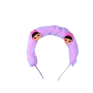 Girls pink LOL fur hair band