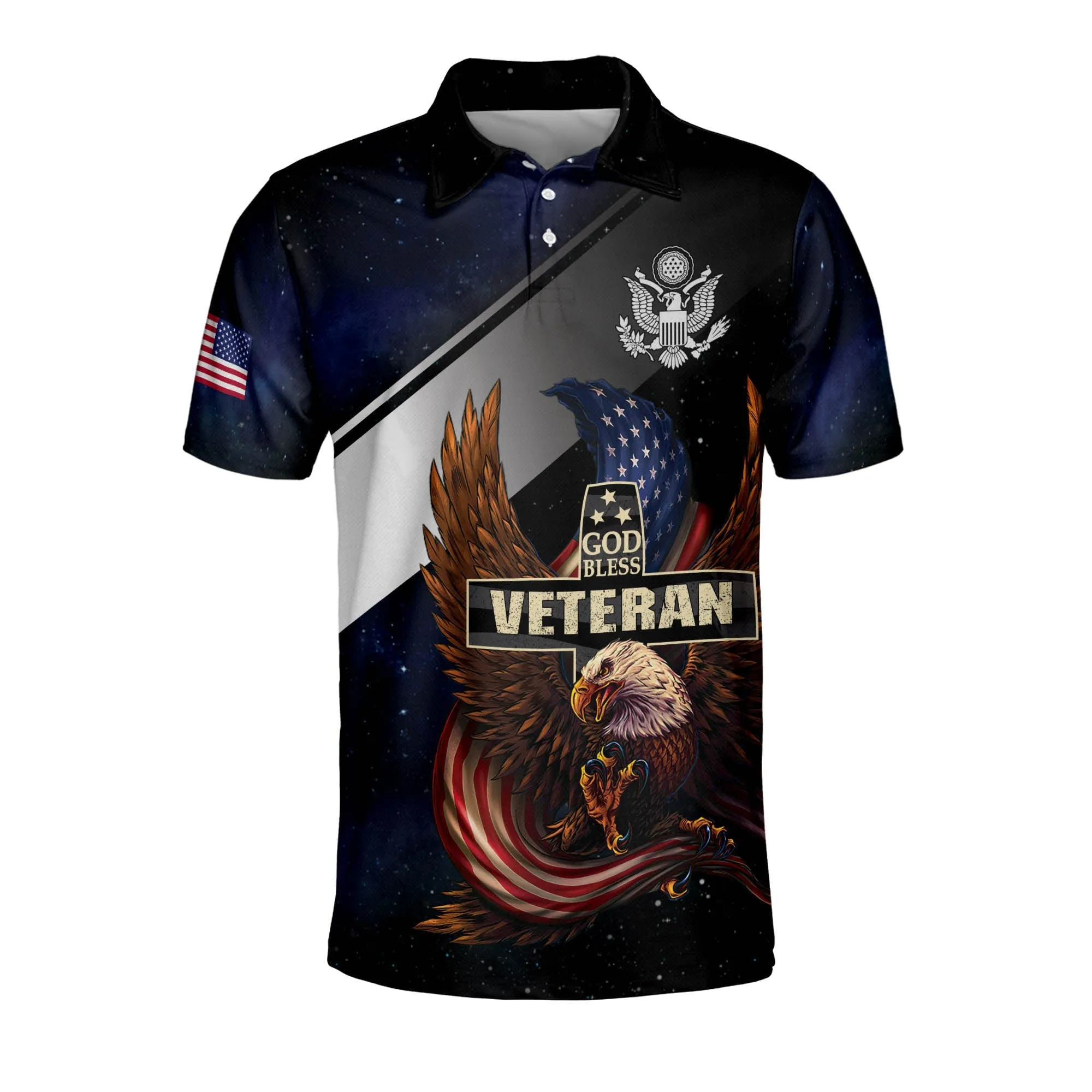 God Bless Veteran Day American Eagle Polo Shirt, Independence Day Shirt for Men