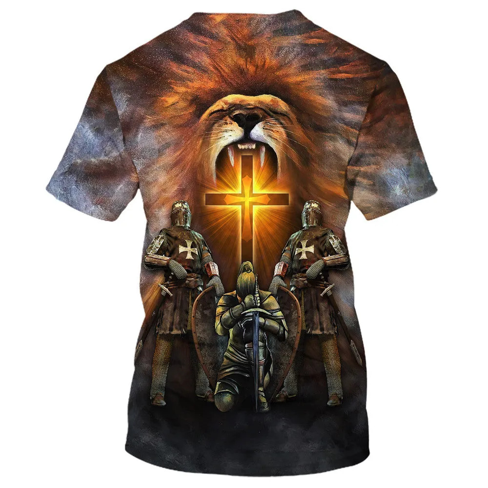 God Religion Christ Jesus With Lion 3d All Over Print Shirt - Christian 3d Shirts For Men Women