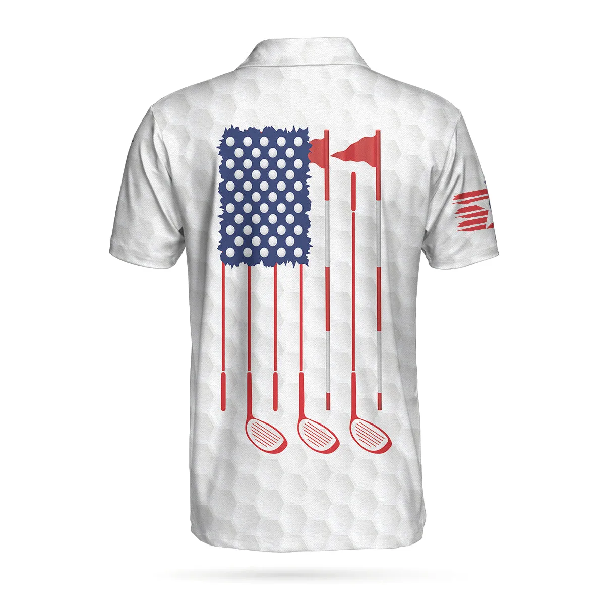 Golf American Flag Argyle Polo Shirt, White Golf Texture American Flag Polo Shirt, Patriotic Golf Shirt For Men Coolspod