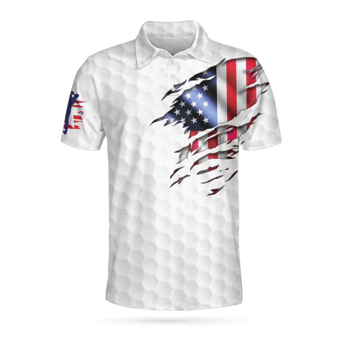 Golf American Flag Polo Shirt, USA Flag Golf Shirt, Patriotic Golf Shirt For Men