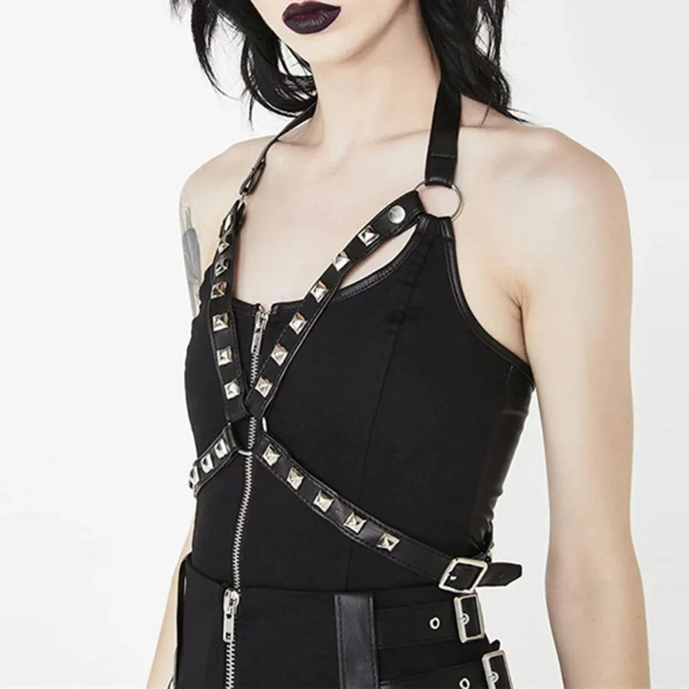 Gothic Punk Slim Backless Rivet Sexy Tank Tops