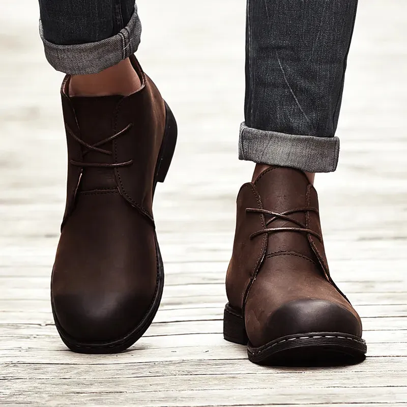 Handmade Men's Genuine Leather Ankle Boots