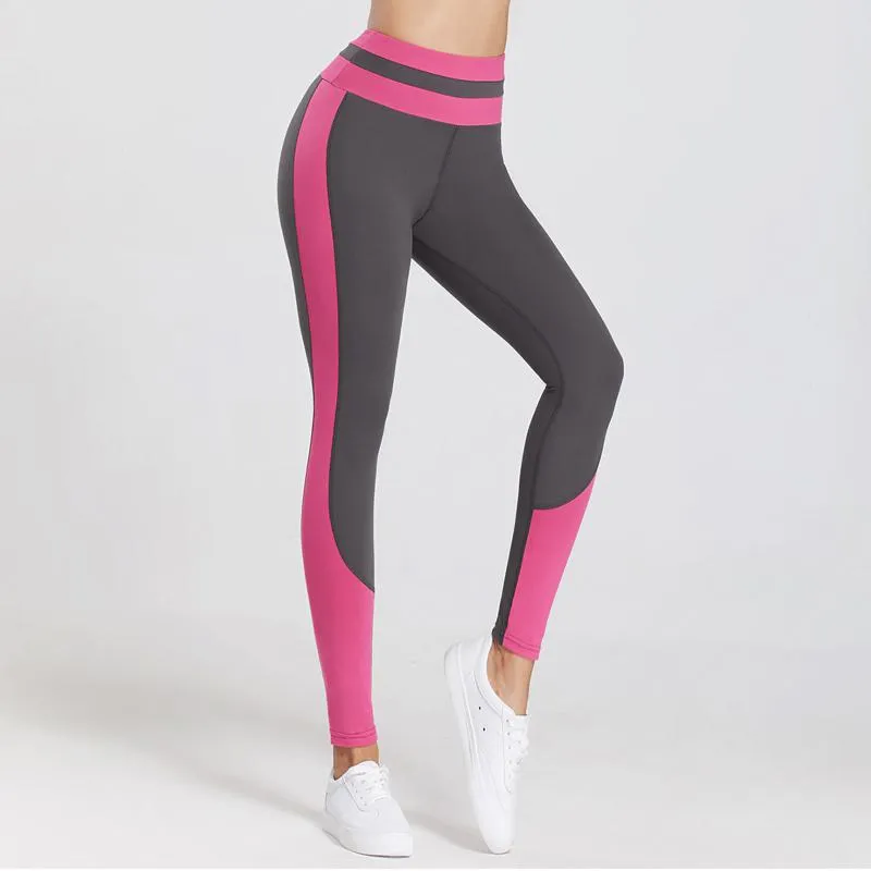 High-Waisted Yoga Tight-Fitting Color-Blocking Fitness Capable Running Sports Leggings