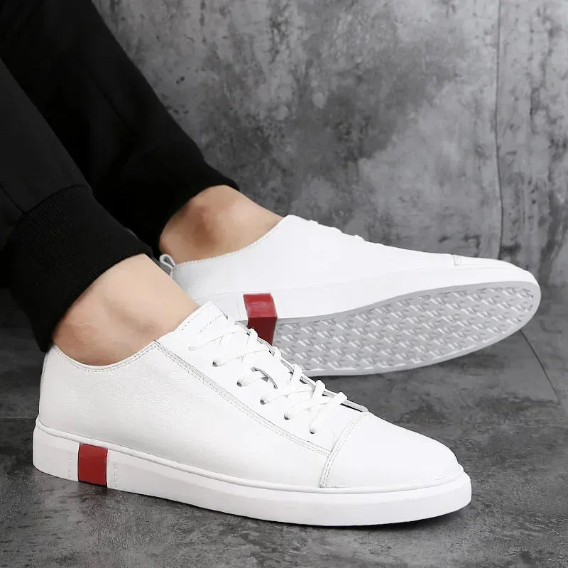 Hnzxzm Brand Designer Men's Casual Shoes Summer Breathable Fashion White Sneakers Men Genuine Leather Shoes Loafers Men