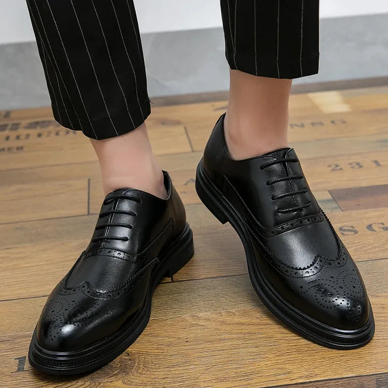 Hnzxzm Fashion Dress Shoes Men Lace up Business Shoes Brogue Leather Oxford Social Shoes Outdoor Boys Shoes Wedding Party Shoes Men