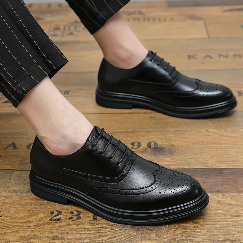 Hnzxzm Fashion Dress Shoes Men Lace up Business Shoes Brogue Leather Oxford Social Shoes Outdoor Boys Shoes Wedding Party Shoes Men